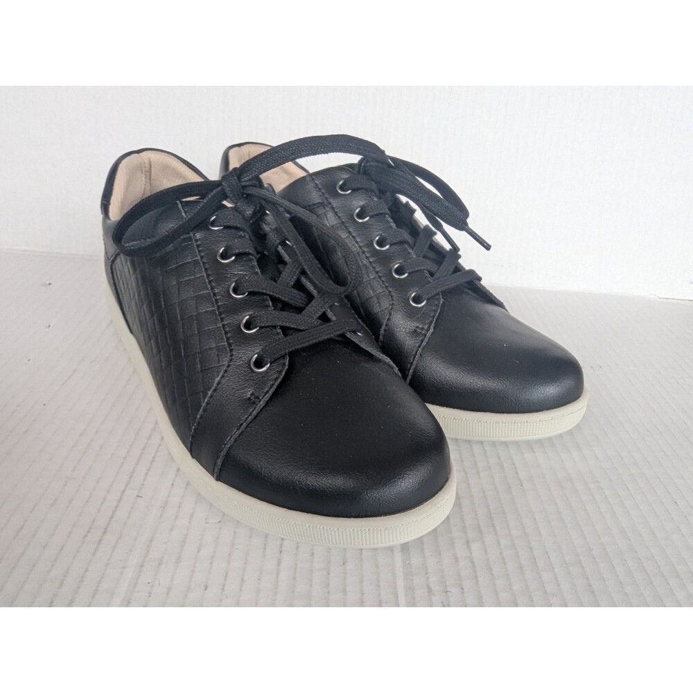 Trotters Adore Women's Shoes Sz 11W Quilted Black Leather Lace-Up Sneakers New